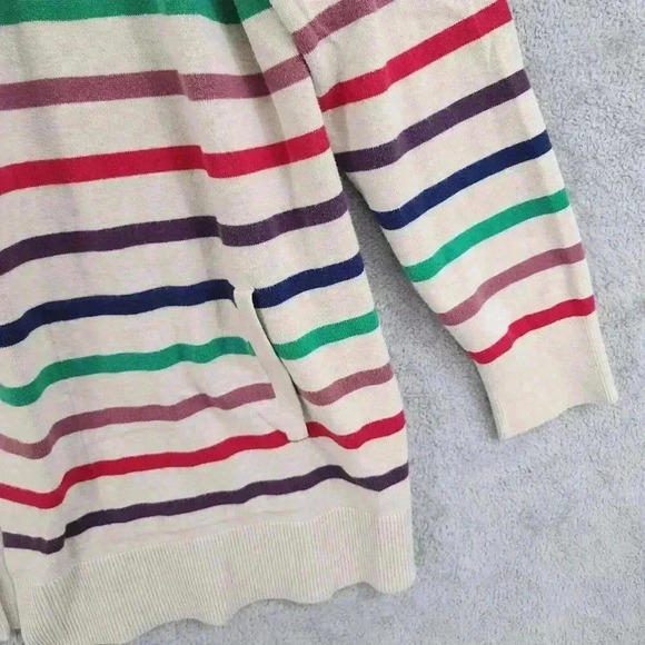 Lands End Womens Striped Cardigan Sweater M 16PT - Picture 5 of 7